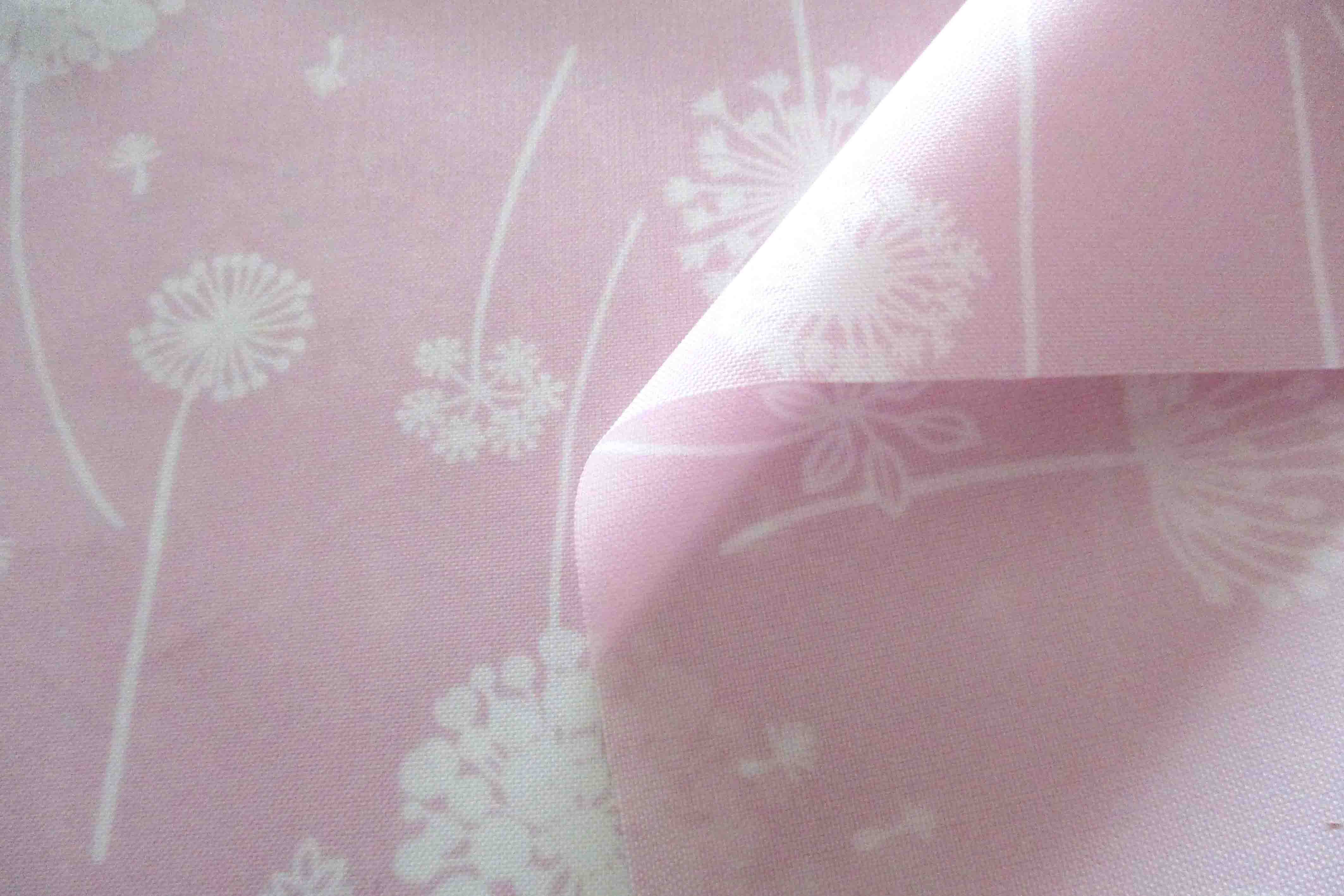 撥水加工 ナイロンオックス 綿毛柄 ピンク