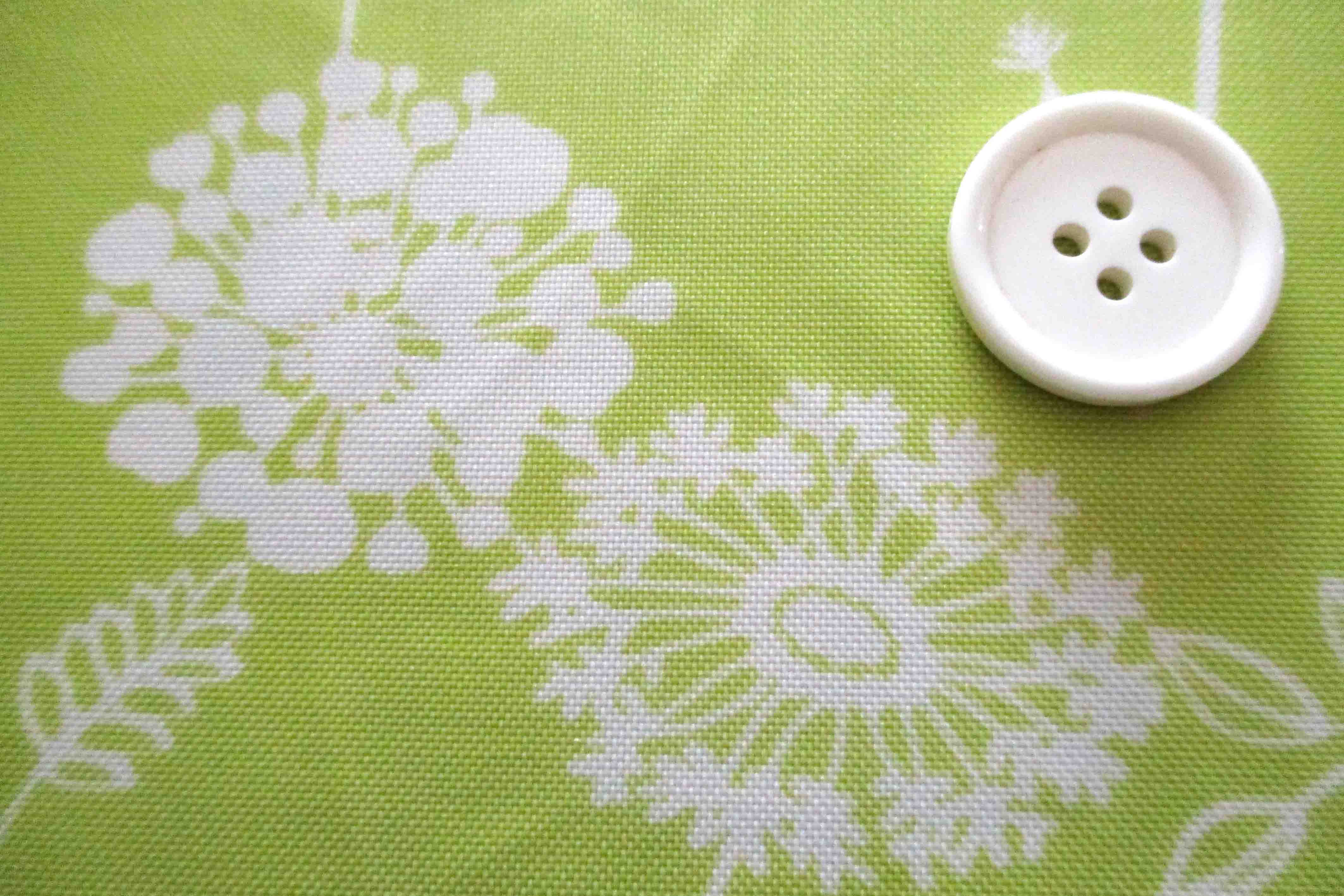 撥水加工 ナイロンオックス 綿毛柄 イエログリーン